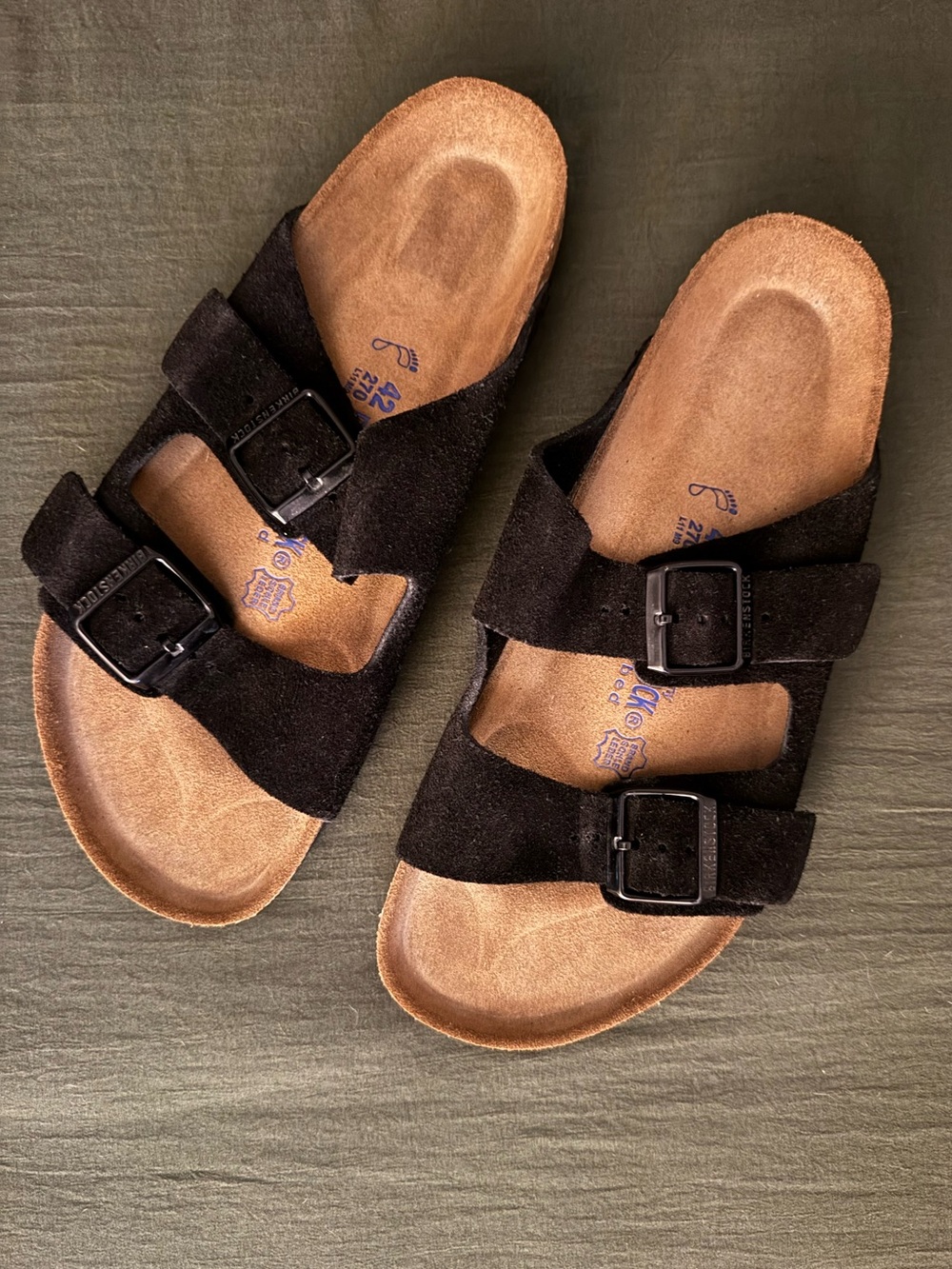 Birkenstock - Brand New- Men’s Black Suede Two-Strap Arizona Sandals